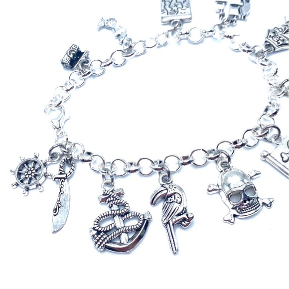 Pirate Charm Bracelet Skulls Treasures Ship Mermaid Charms - Picture 6 of 8